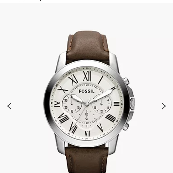 Fossil Grant Silver Chronograph with Brown Leather Strap Watch - Picture 1 of 6